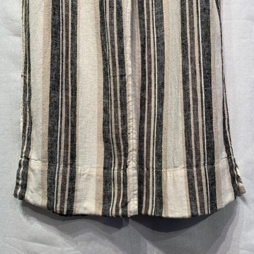 Naturals D&co Linen Striped cropped Cargo pocket paper bag waist pants  SMALL - Picture 5 of 9